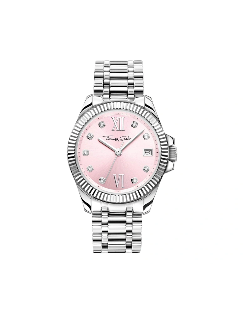 Divine Colours Pink Dial Stainless Steel Ladies Watch