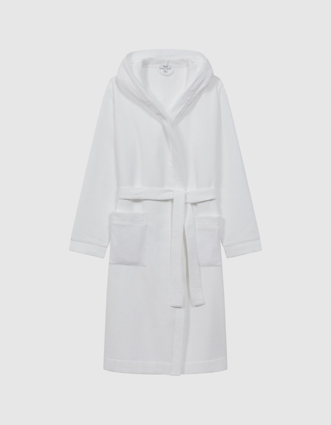 Textured Cotton Hooded Dressing Gown, 2 of 1