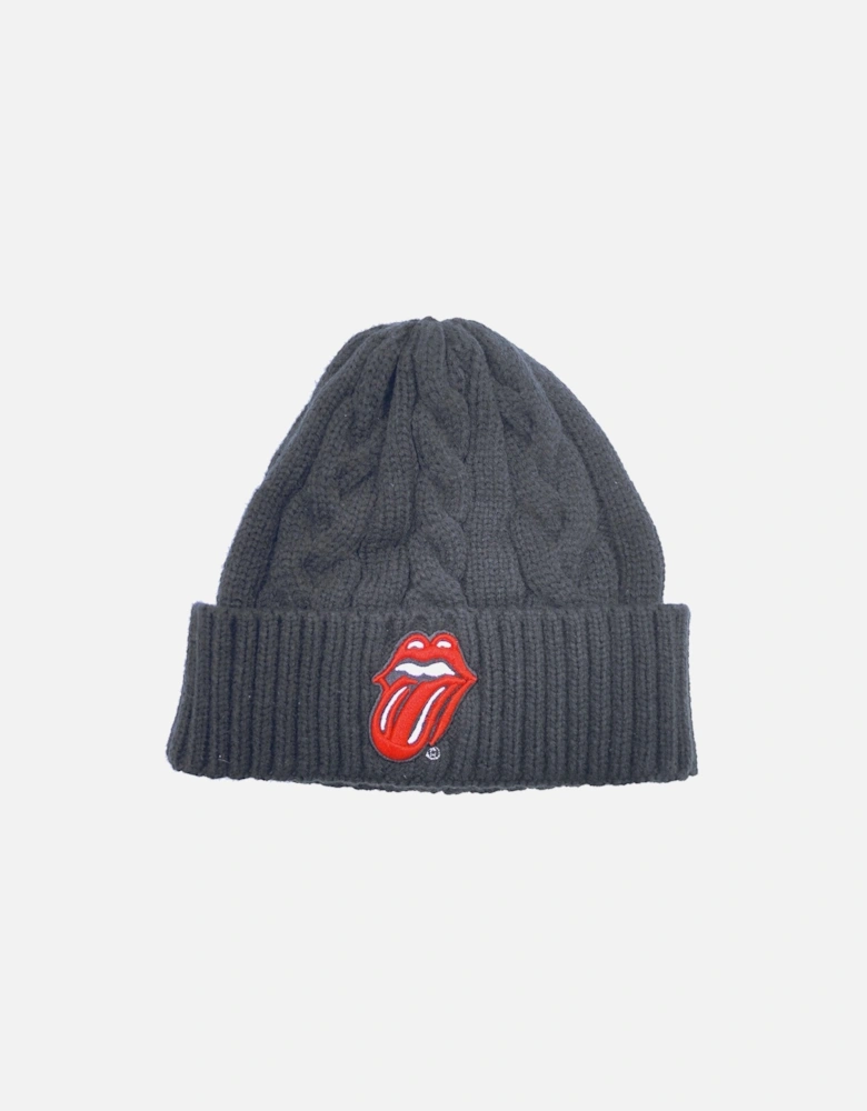 Unisex Adult Classic Tongue Cable Knit Beanie