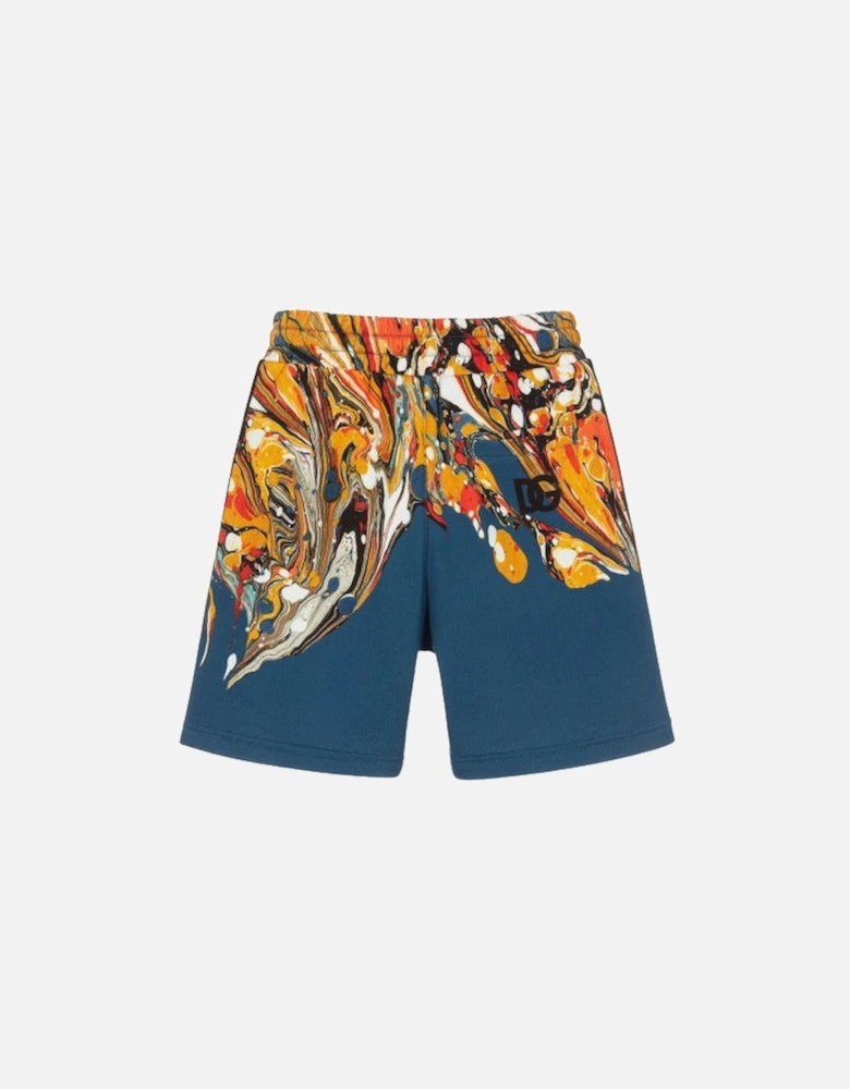 Boys Marble Print Shorts Blue