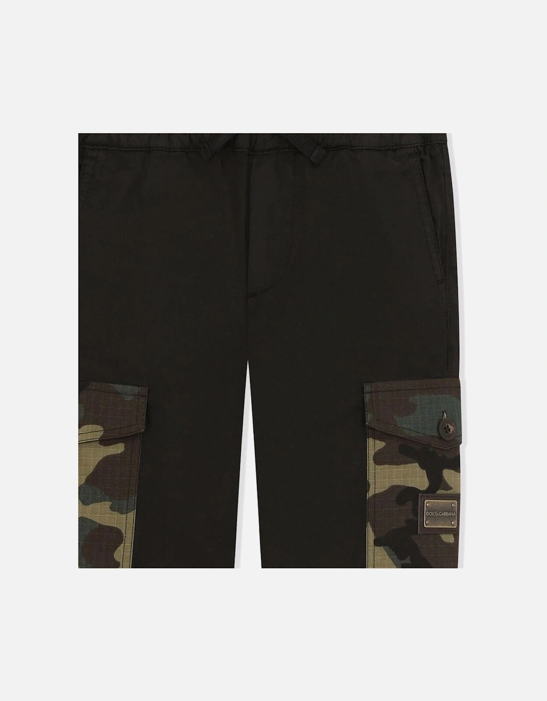 Boys Cargo Print Pocket Track Trousers Black