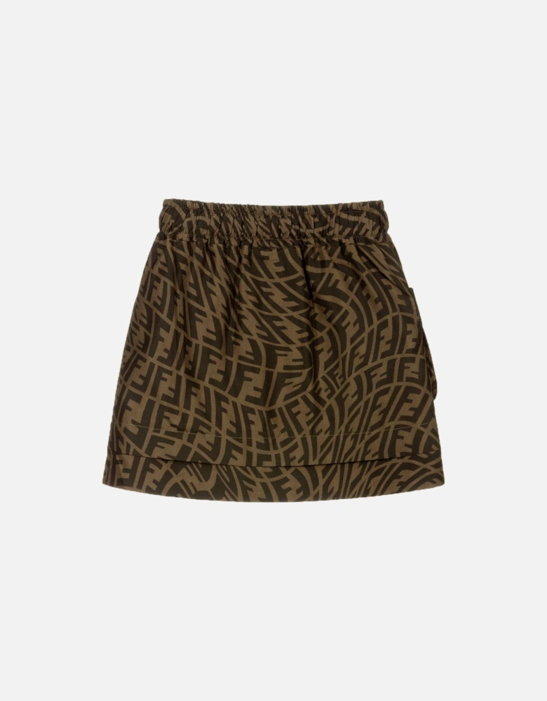 Girls Pocket Skirt Brown