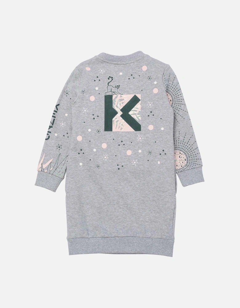 Girls Tiger Sweatshirt Dress Grey