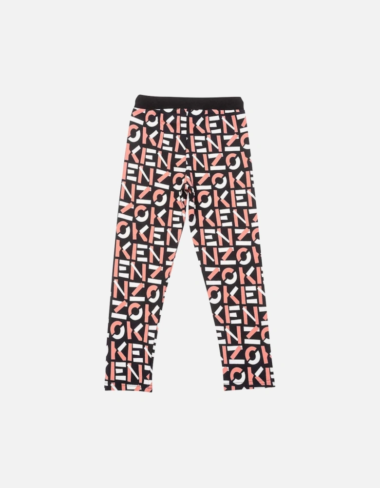 Girls Monogram Leggings Pink