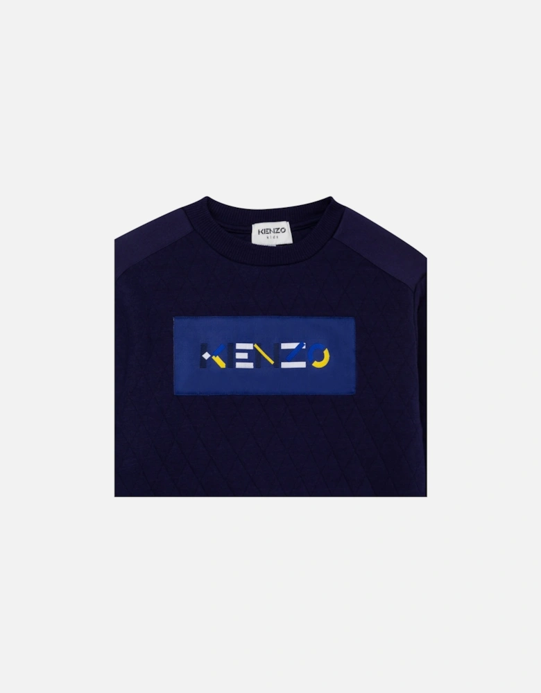Boys Logo Print Crew Neck Sweatshirt Navy