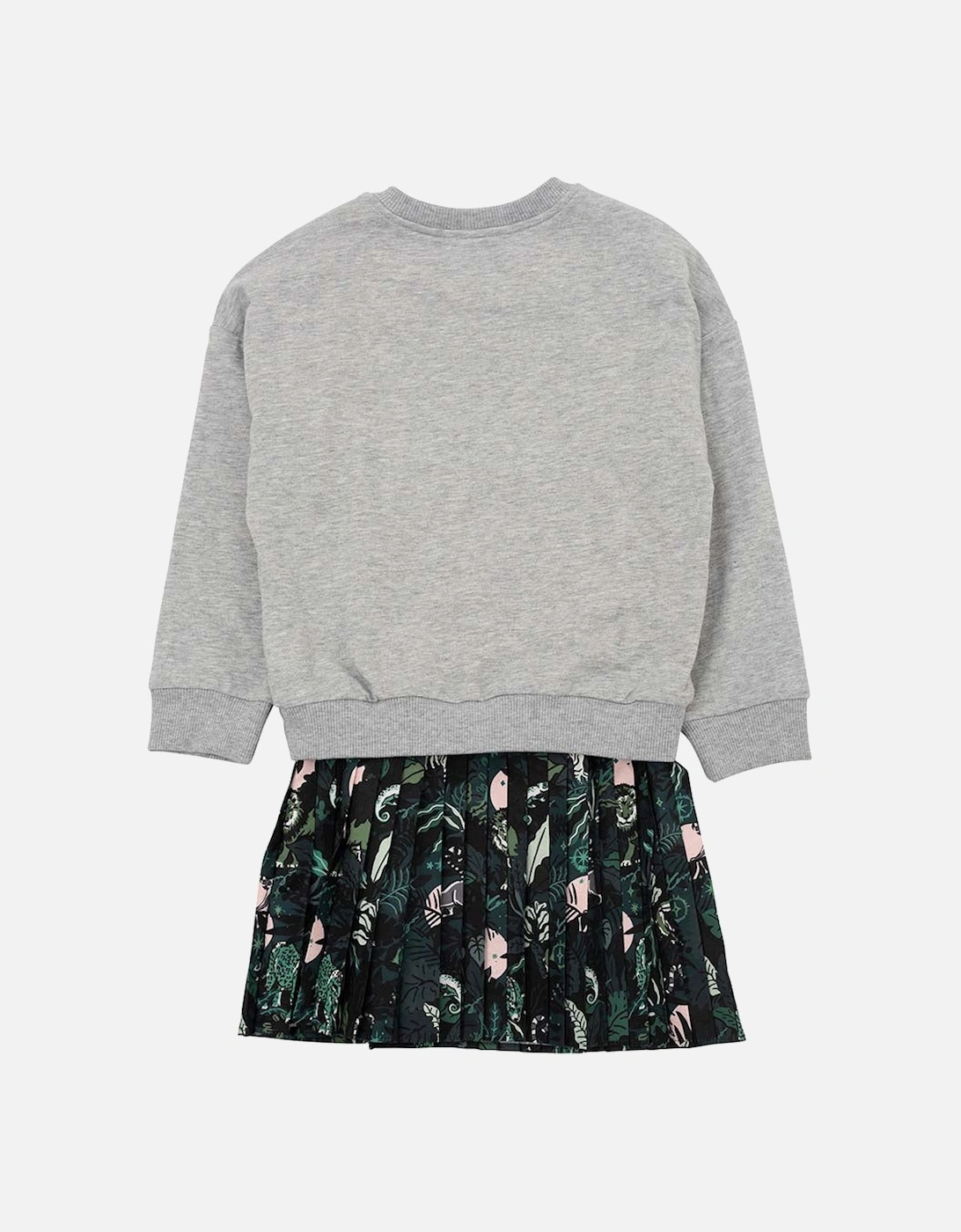 Girls Elephant Print Sweater And Dress Grey