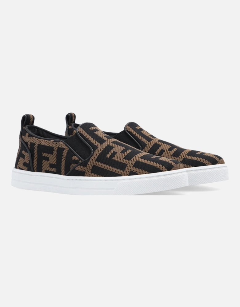 Kids Unisex Ff Logo Slip Ons Brown