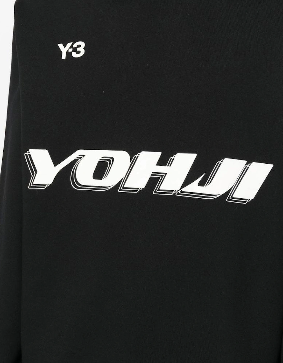 Y-3 Mens Graphic Print Hoodie Black