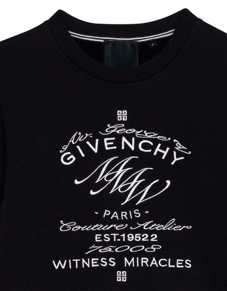Boys Embroidered Sweater Black