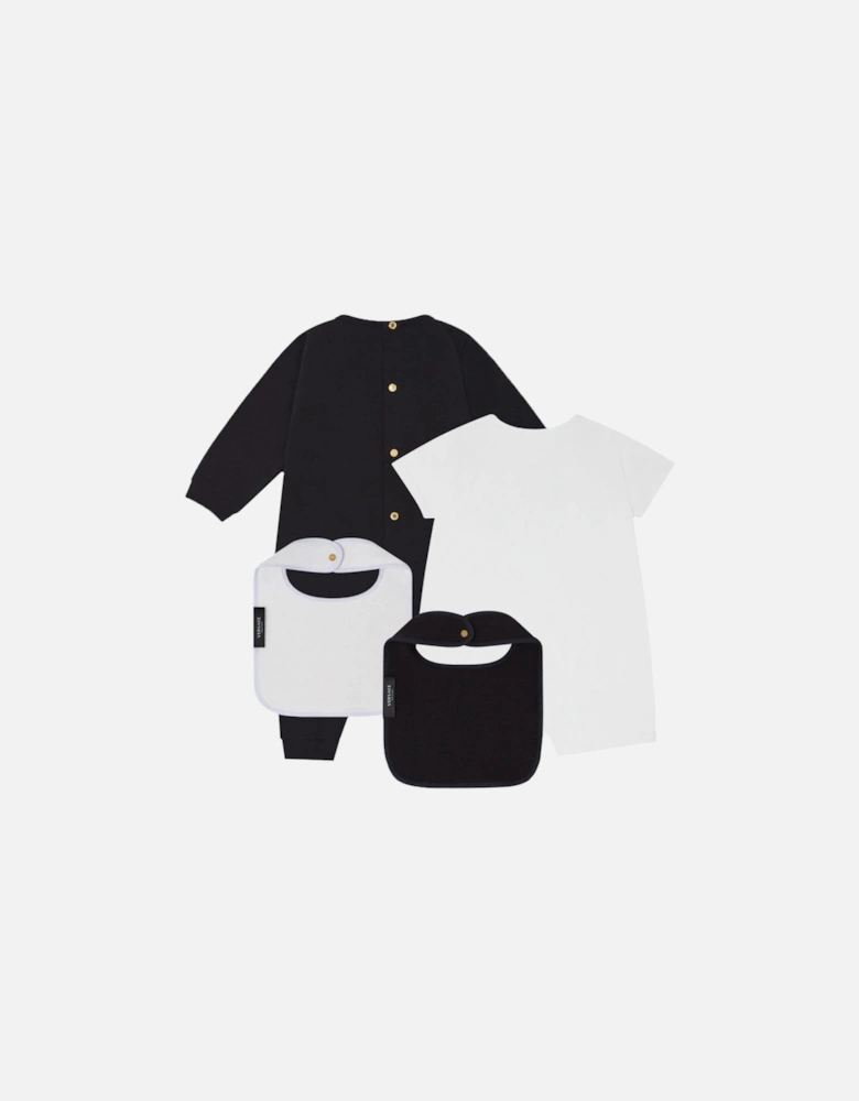 Baby Boys Medusa Logo Bib & Shirt Set White & Black