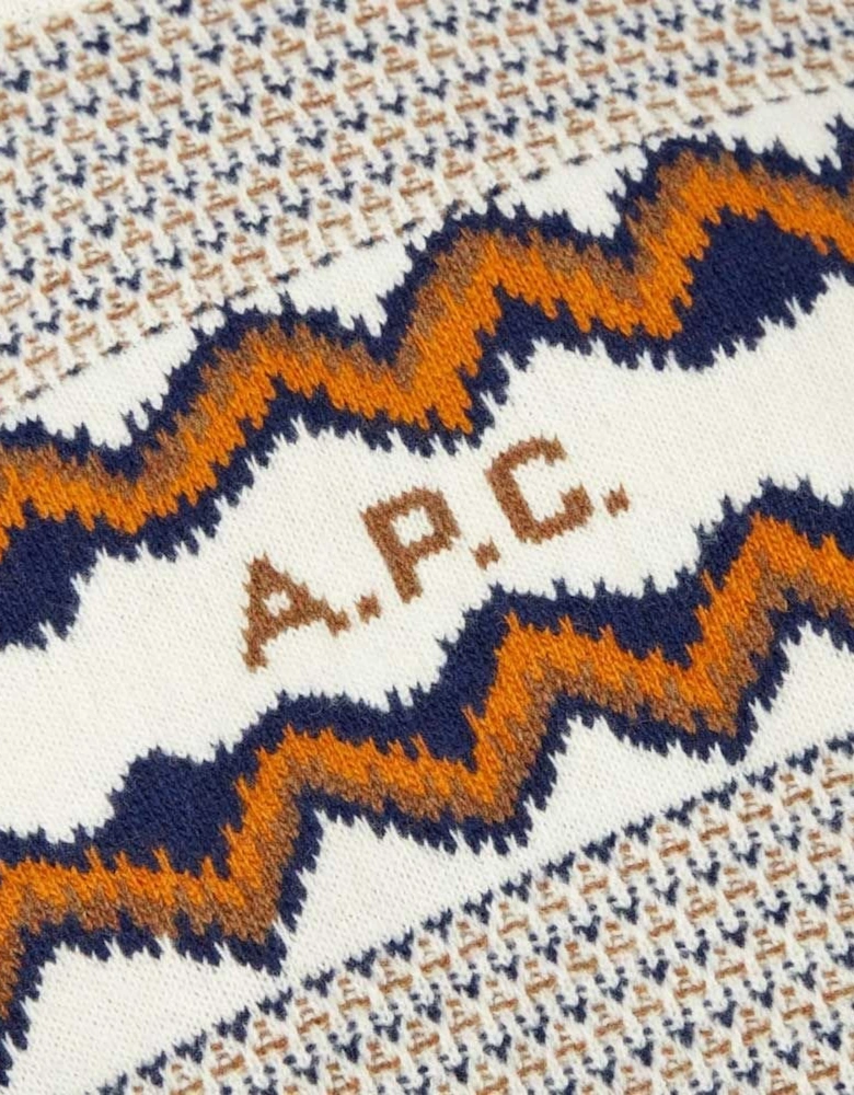 A.P.C Men's Intarsia Logo Wool Jumper White