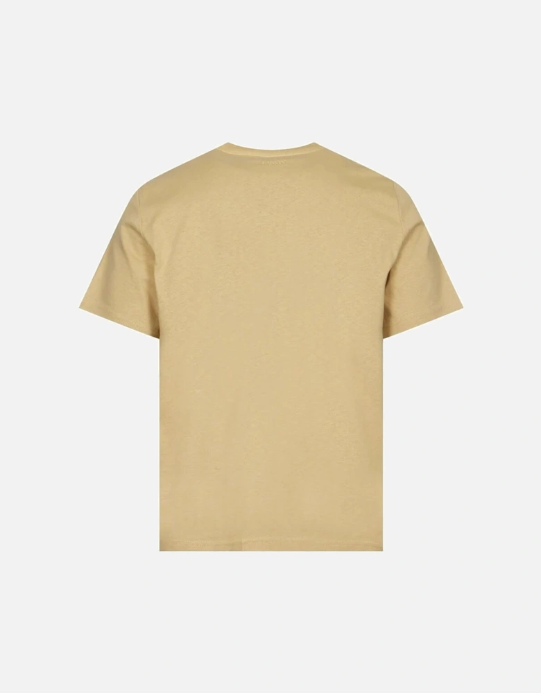 Mens Curb Embroidered Sand Logo T-shirt Beige