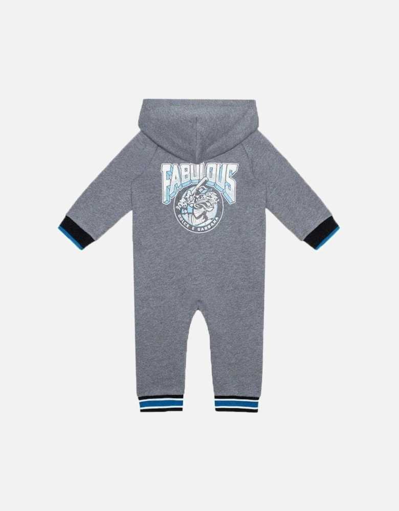 Baby Boys Hooded Babygrow Grey