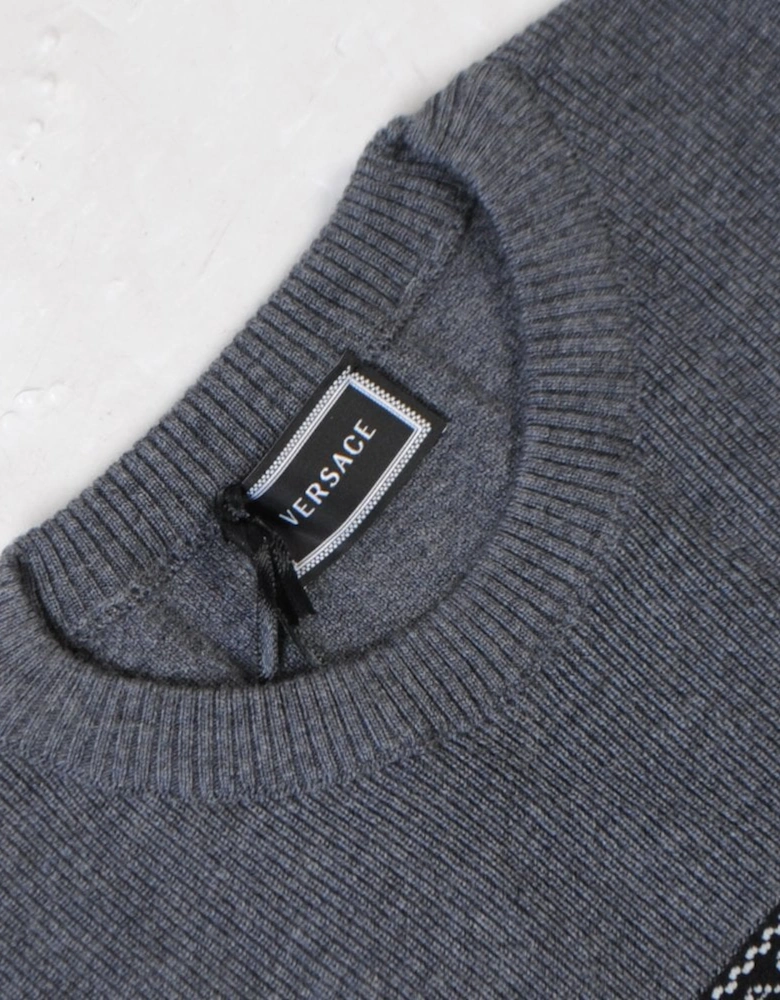 Young Boys Tape Logo Knitted Jumper Grey