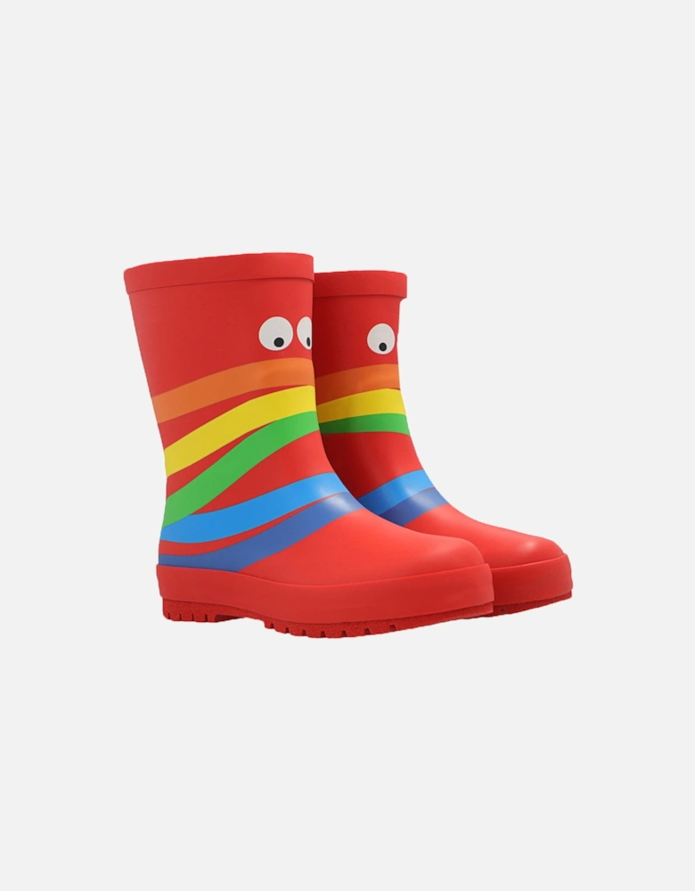 Unisex Eye Rainbow Wellingtons Boots Red