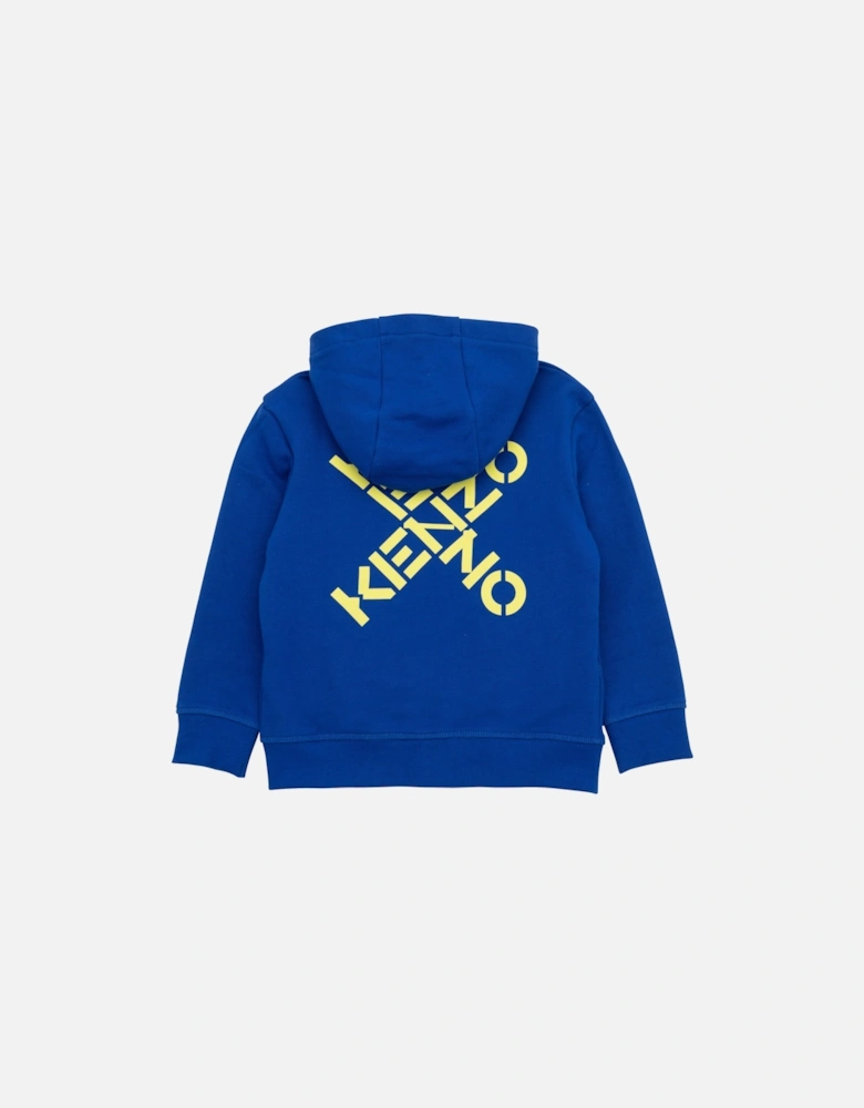 Boys Across Logo Zip Up Hoodie Blue