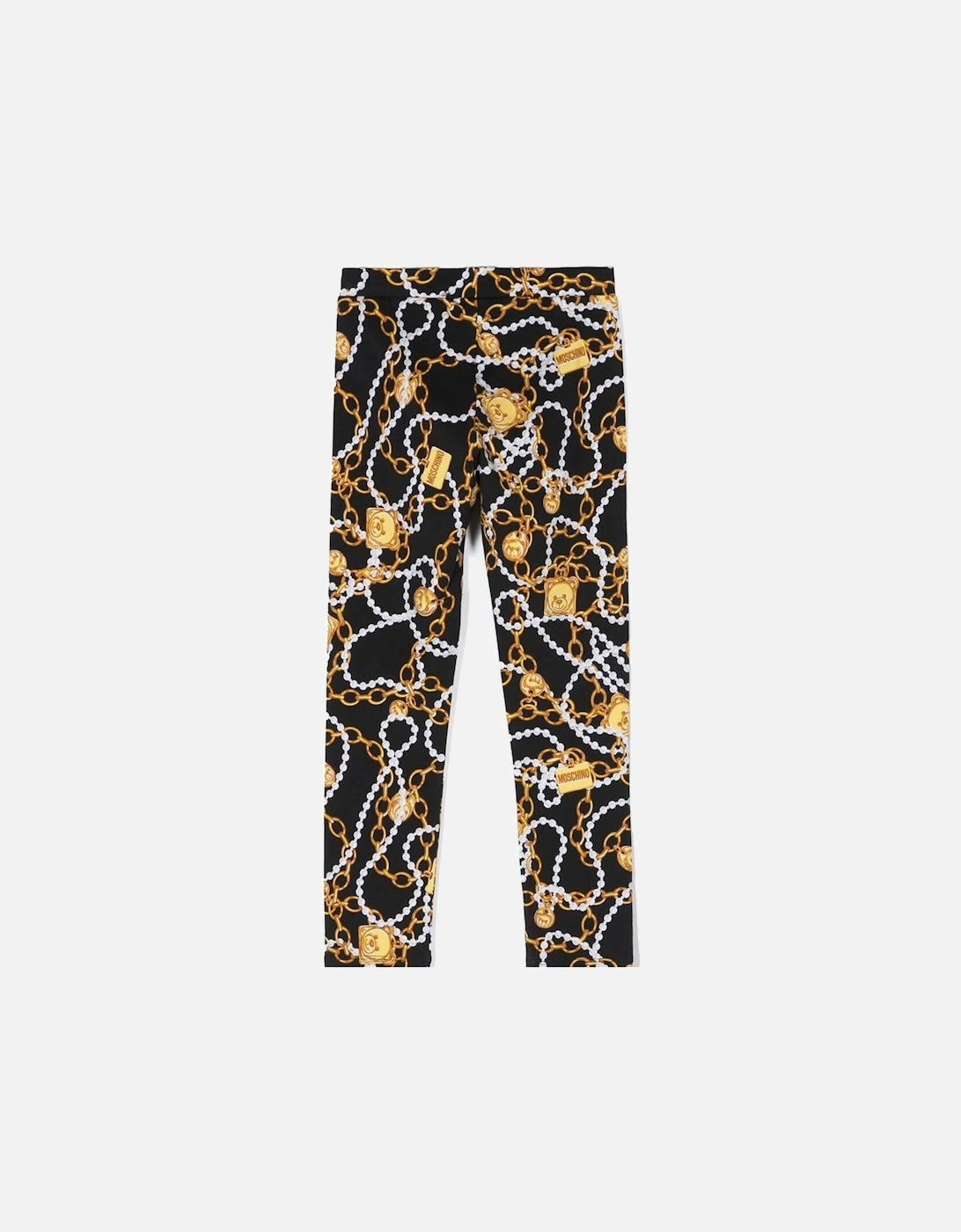 Girls Chain Print Leggings Black