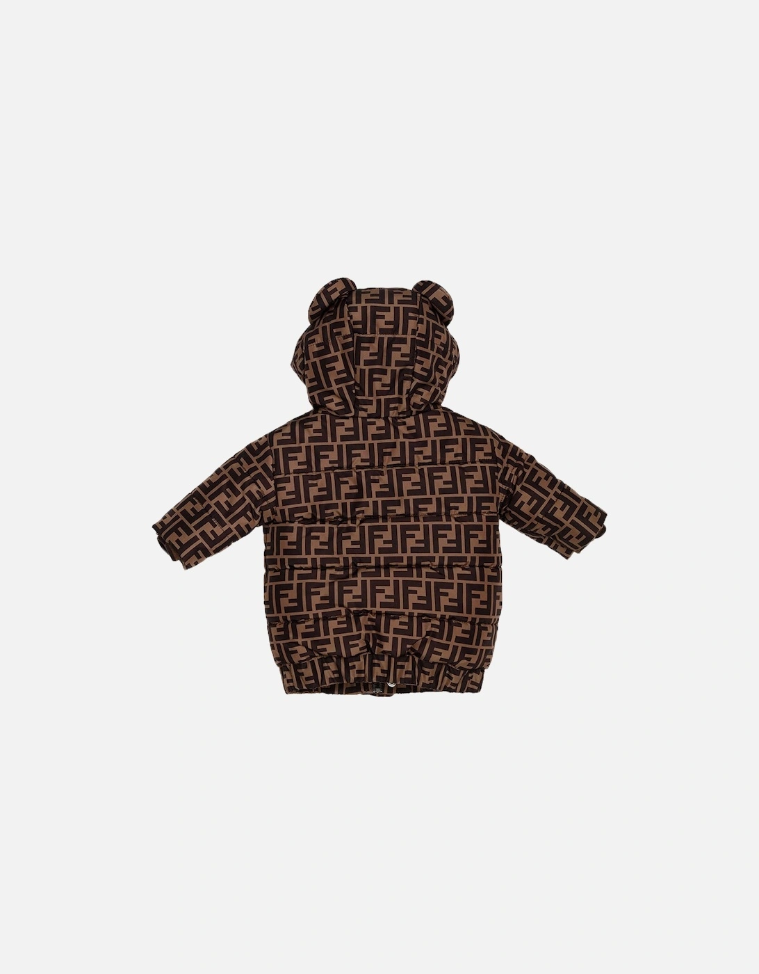 Kids Unisex Bear Hooded Puffer Jacket Brown