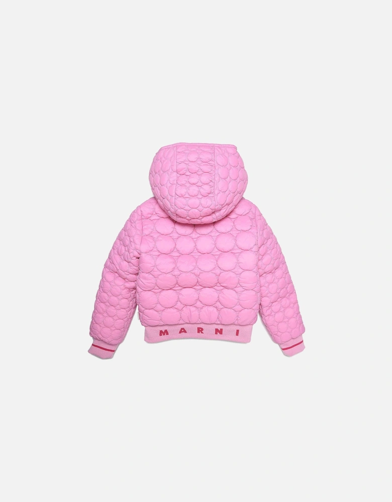 Girls Printed Logo Hooded Jacket Pink