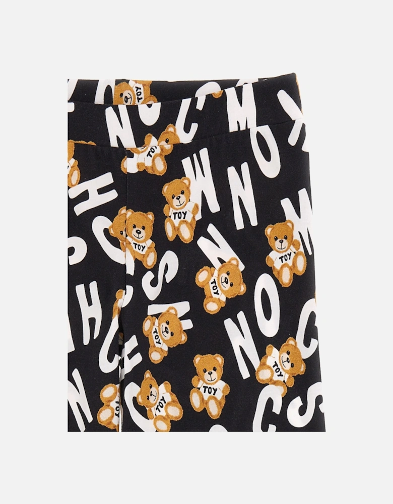 Girls All-Over Print Leggings Black