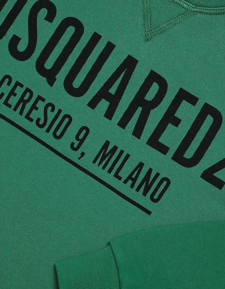 Boys Ceresio Milano Logo Print Sweater Green