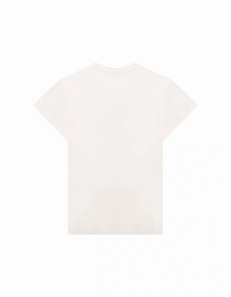 Girls Graphic Print T-shirt Dress White