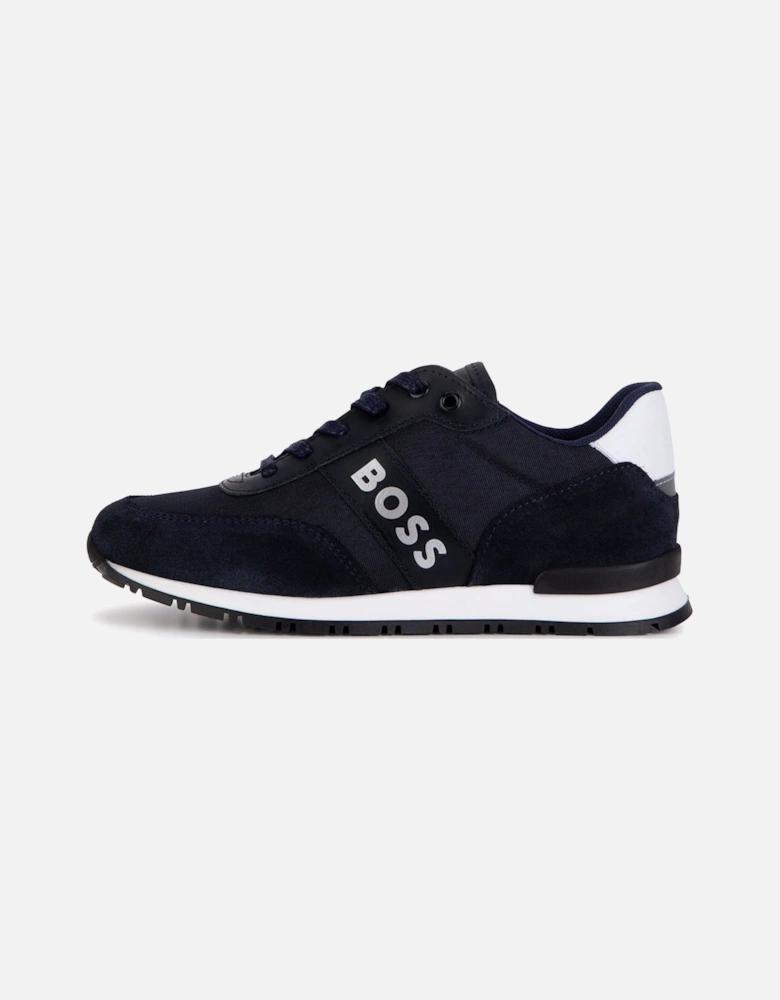 Boys Lace Up Sneakers Navy