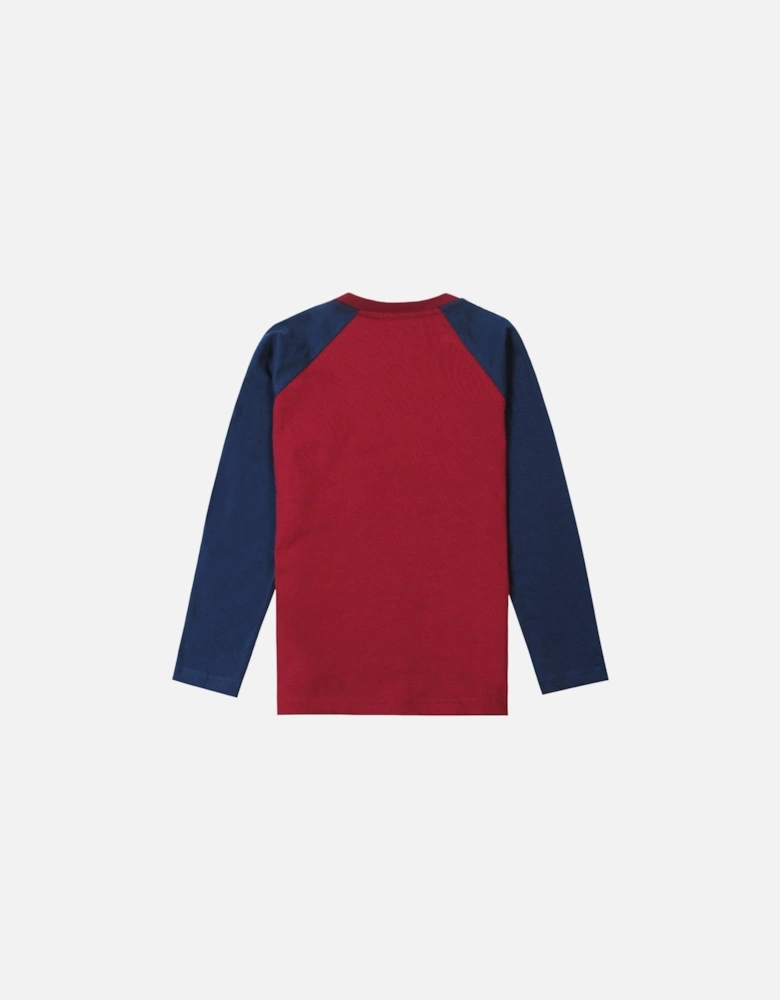 Boys Badge Long Sleeve T-Shirt Burgundy