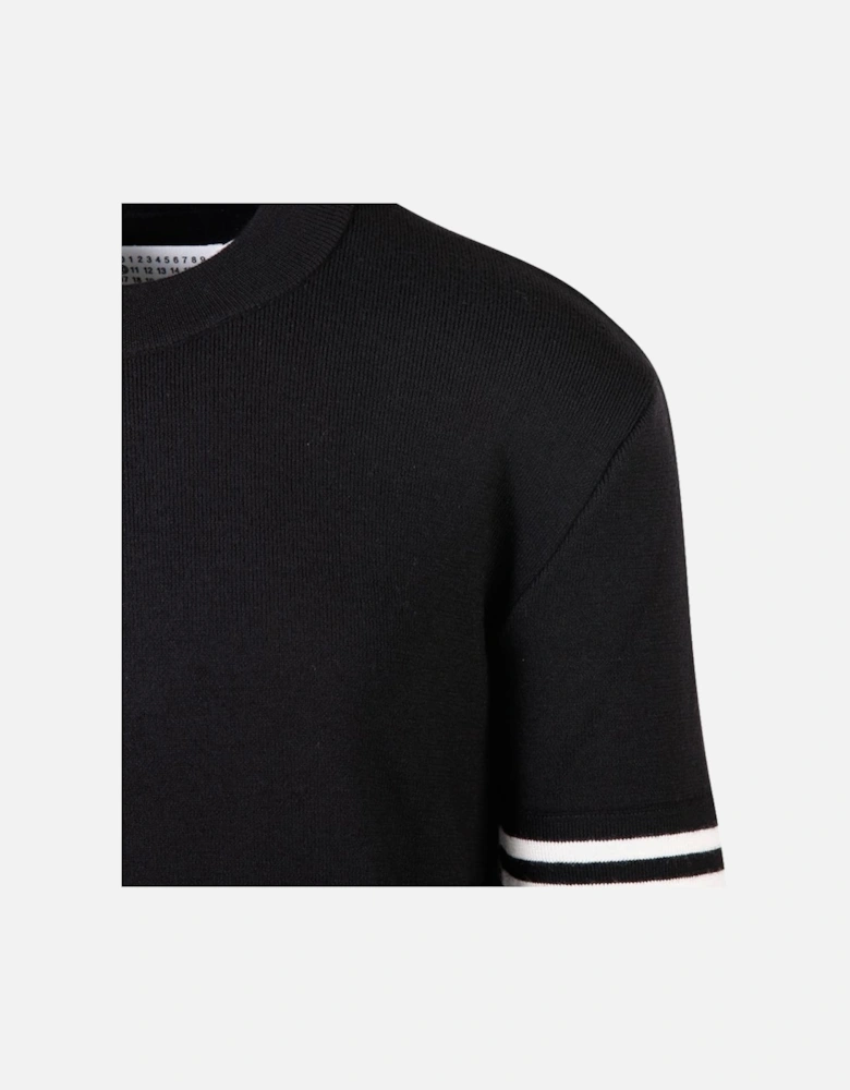 Mens Stripe-detail long-sleeve jumper Black