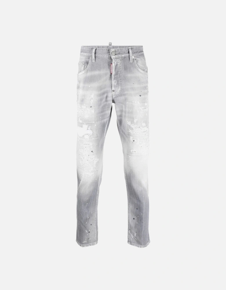 Mens Washed Skater Jeans Light Grey