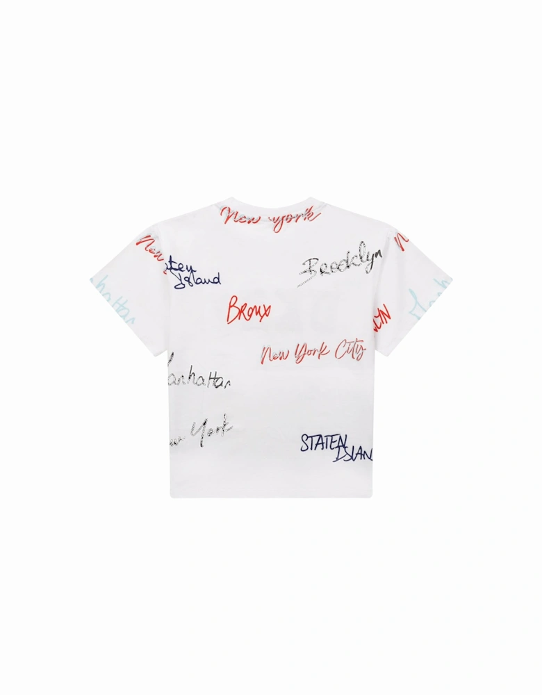 Girls Sequin Logo T-Shirt White