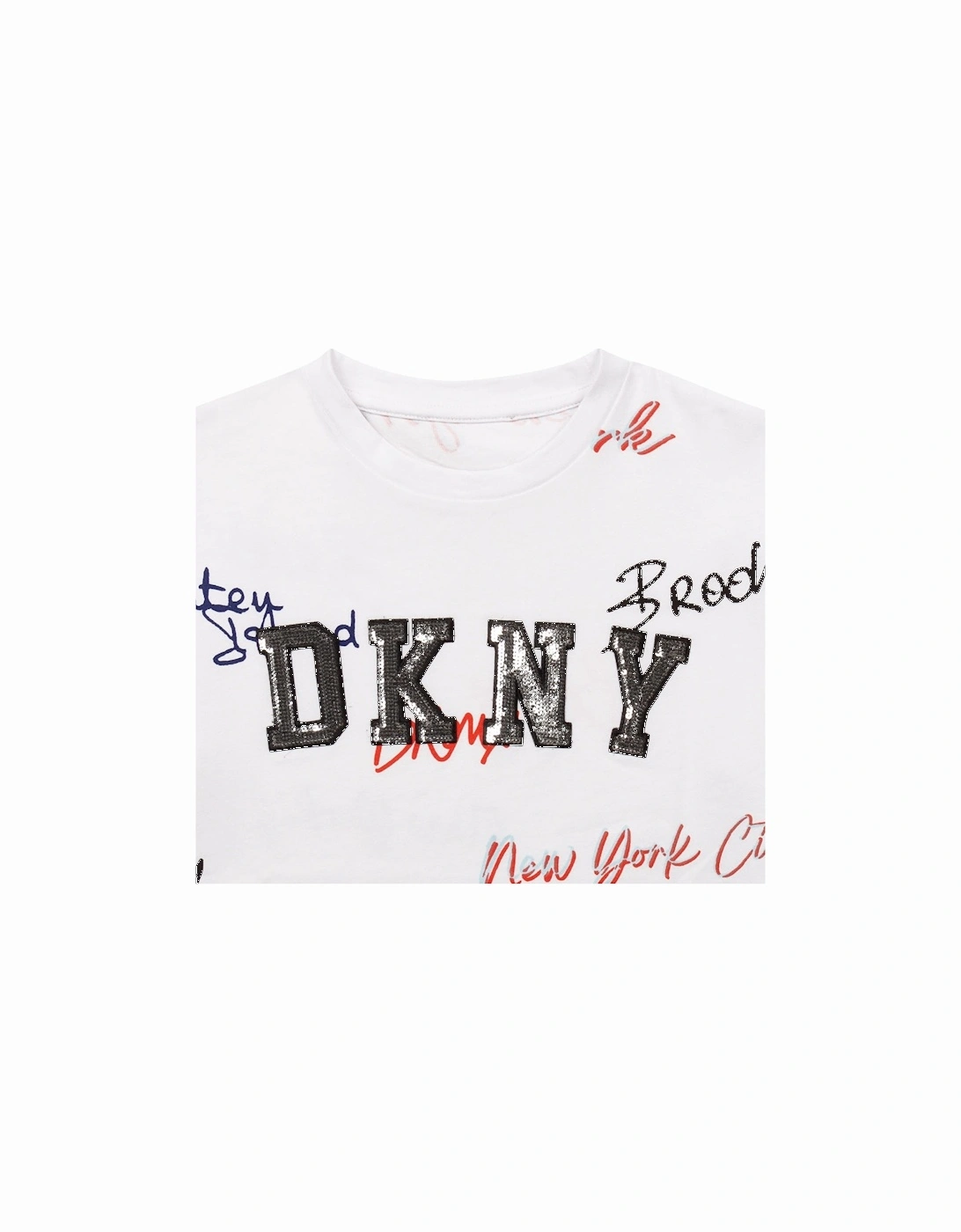 Girls Sequin Logo T-Shirt White
