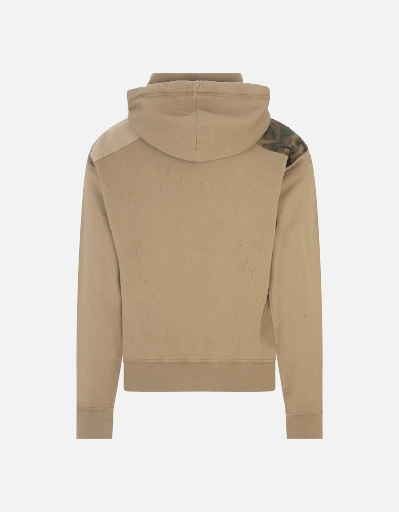 Mens Patch Hoodie Beige