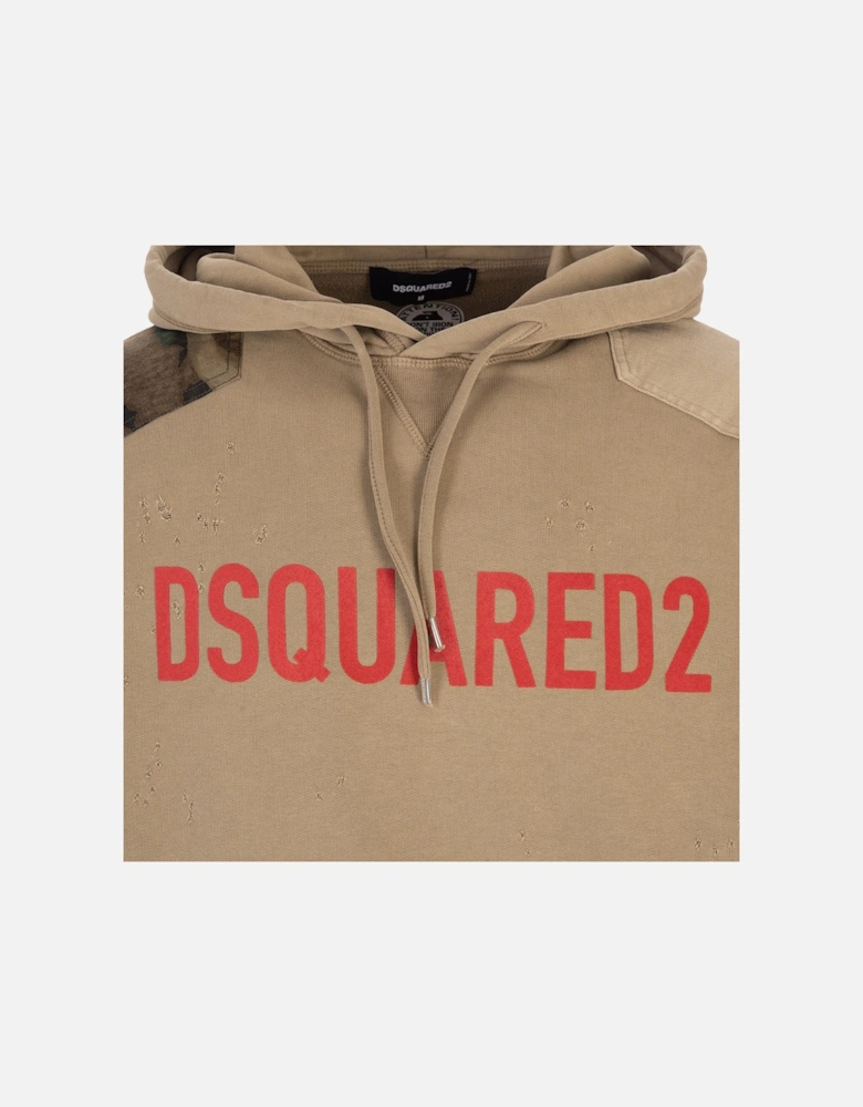 Mens Patch Hoodie Beige