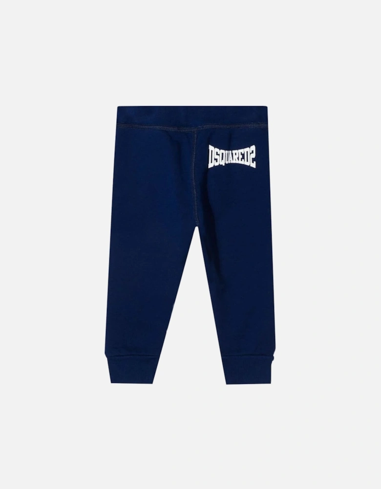 Baby Boys Cotton Joggers Back Logo Blue