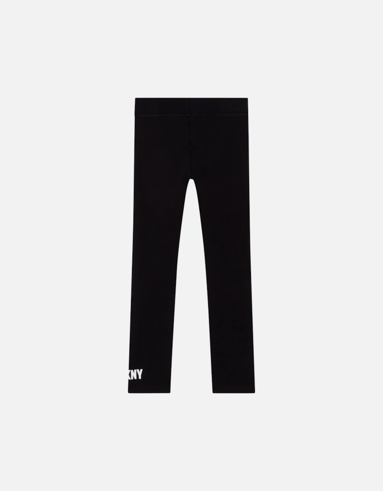 Girls Waist Band Logo Track Bottoms Black