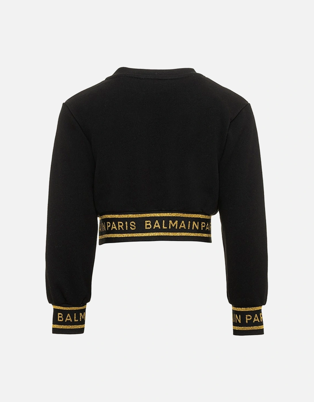 Girls Embroidered Crop Sweater Black