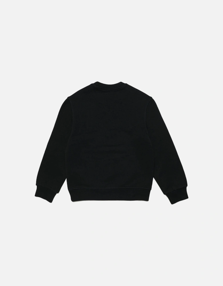 Boys Logo Print Cotton Sweatshirt Black