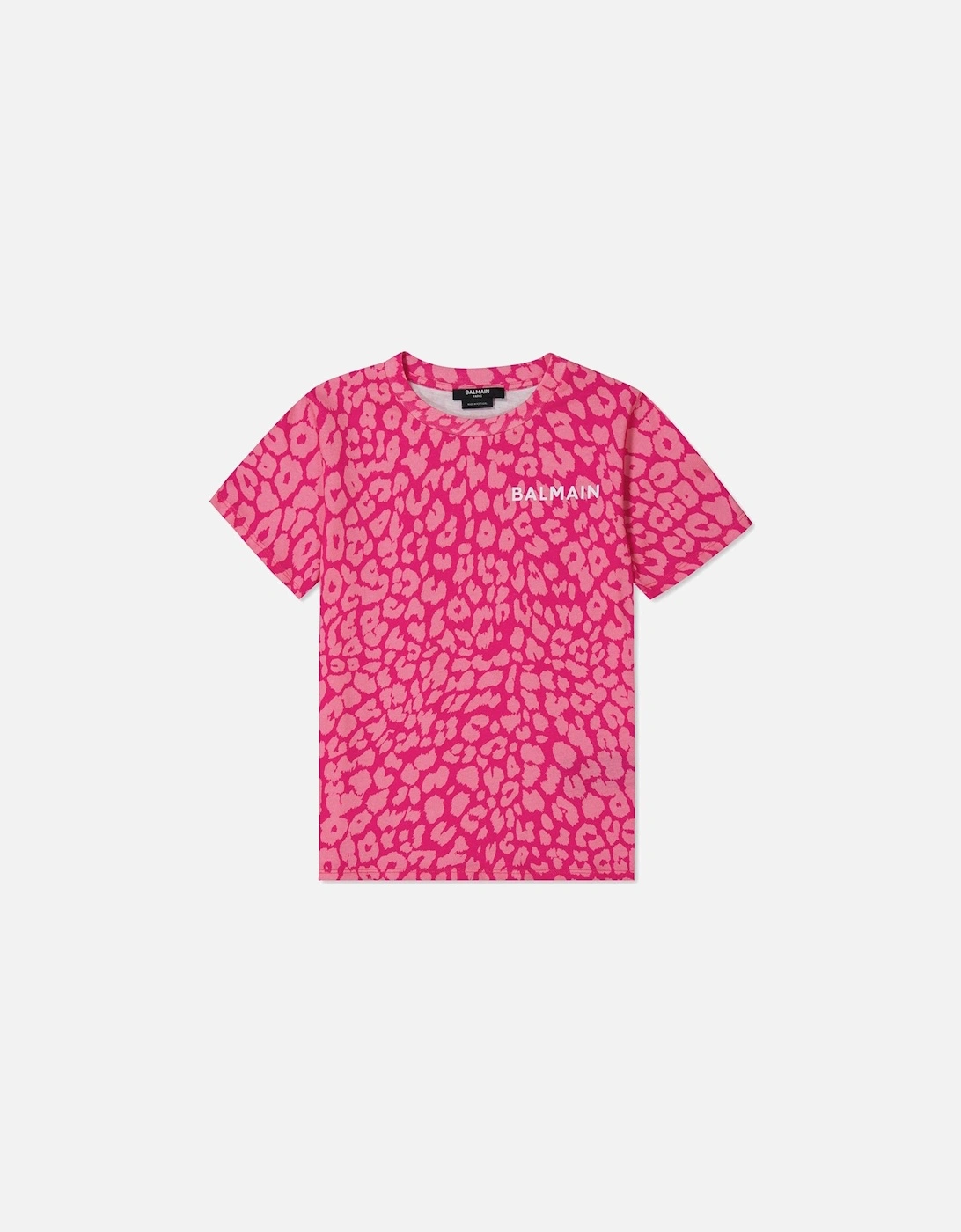 Girls Leopard Print T-shirt Pink, 4 of 3