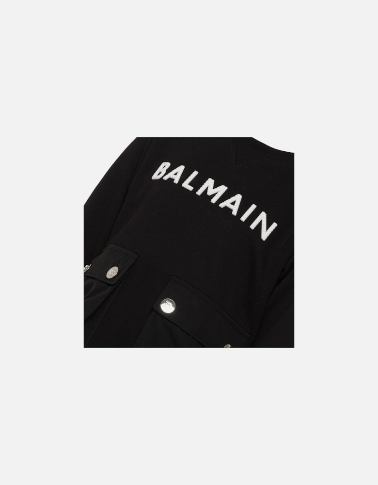 Boys Logo Print Cotton Sweater Black