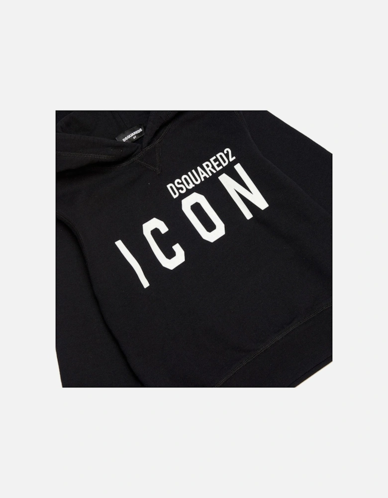 Boys Icon Logo Print Hoodie Black