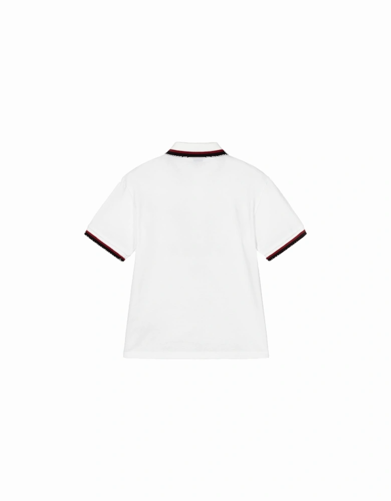 Boys Logo Stripe Polo Shirt White