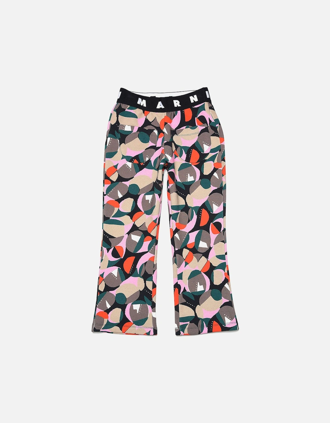 Girls Fleece Pants With All-Over Abstract Print Black