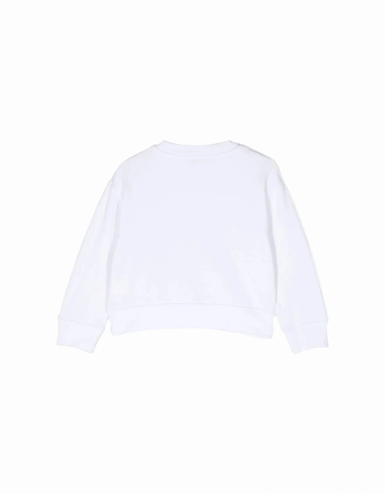 Girls Flower Sweater White