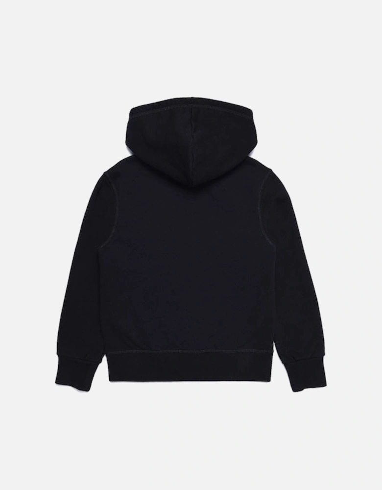 -  Boys Black logo-print zip-up hoodie