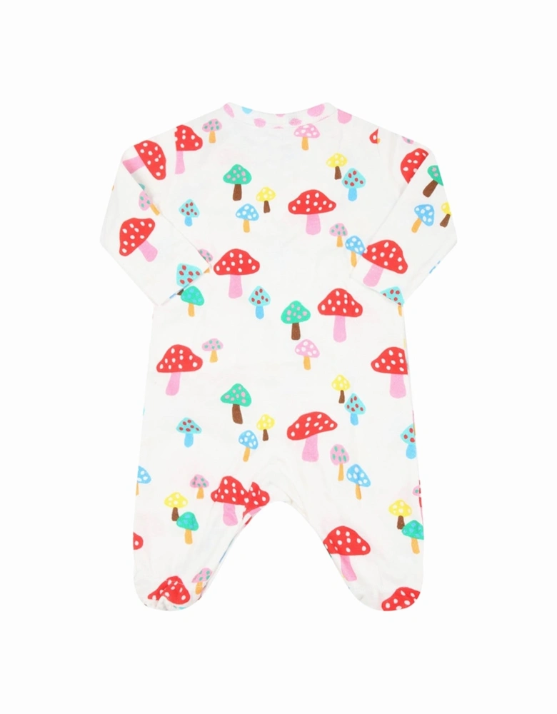 Baby Girls Mushroom Logo Babygrow Set White