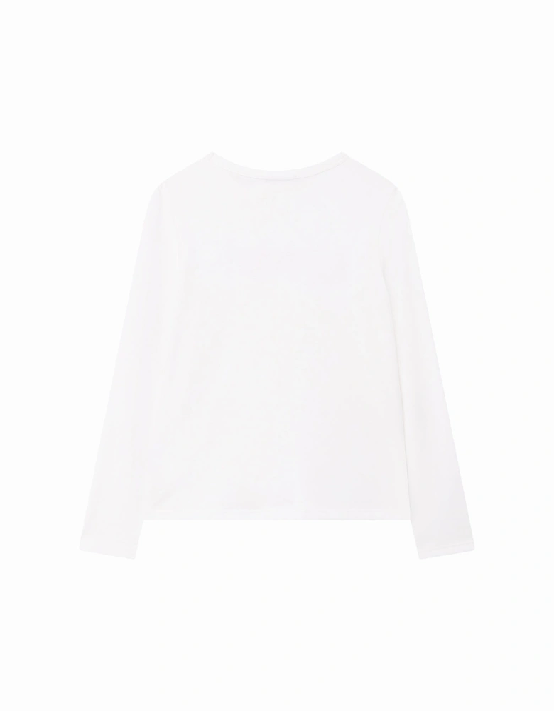 Girls Logo Print Long Sleeved T-Shirt White