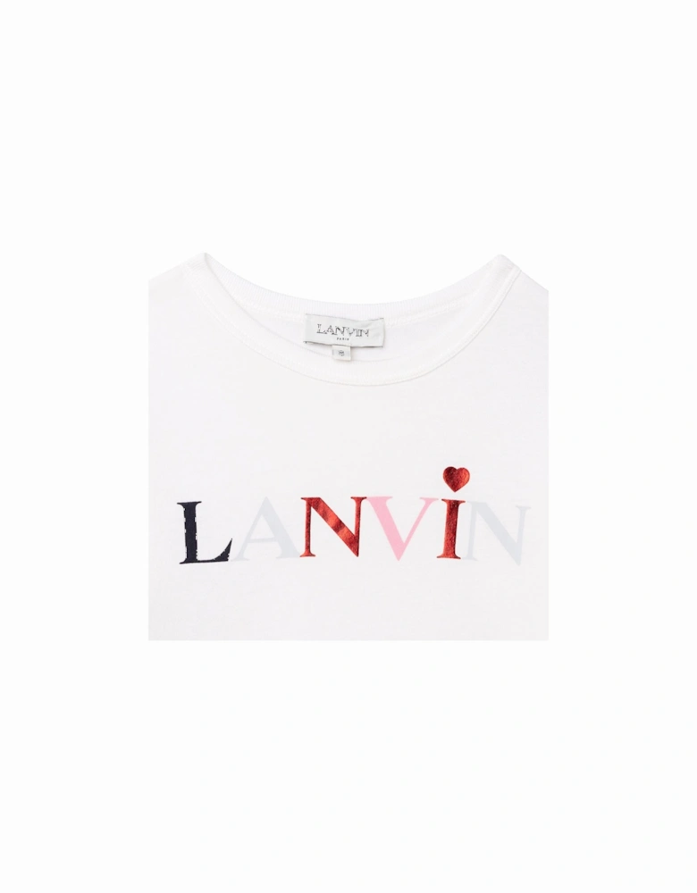 Girls Logo Print Long Sleeved T-Shirt White