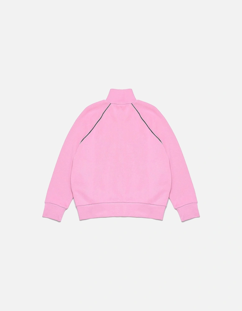 Girls Zip Top With Vertical Brush Logo Pink