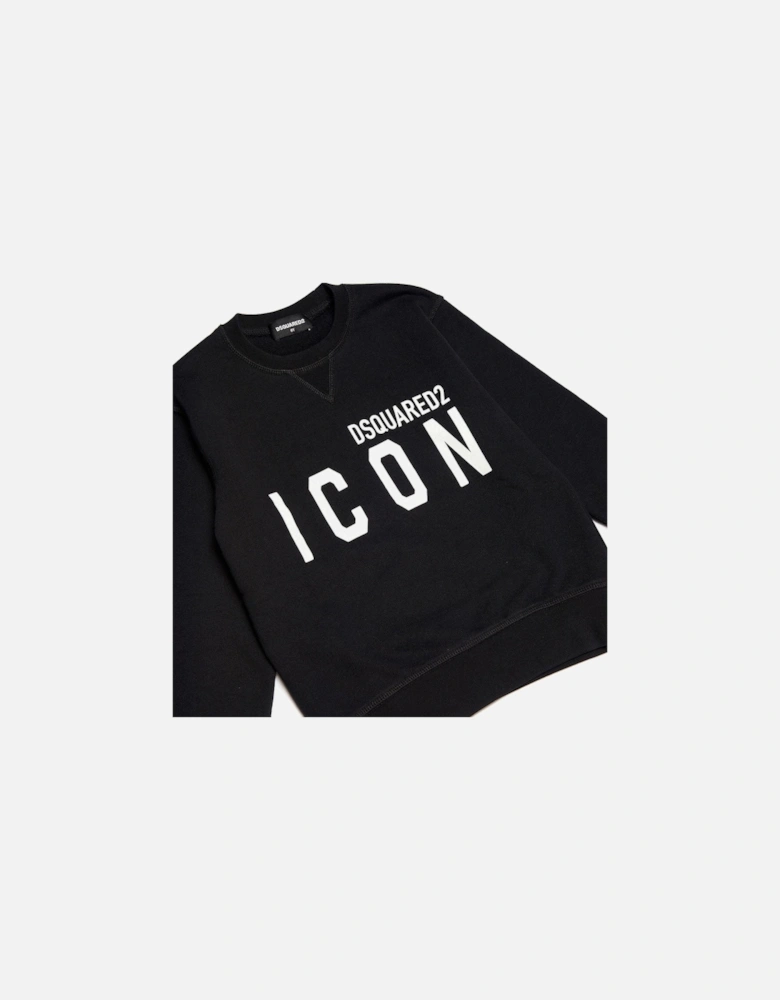 Boys Icon Logo Print Sweater Black